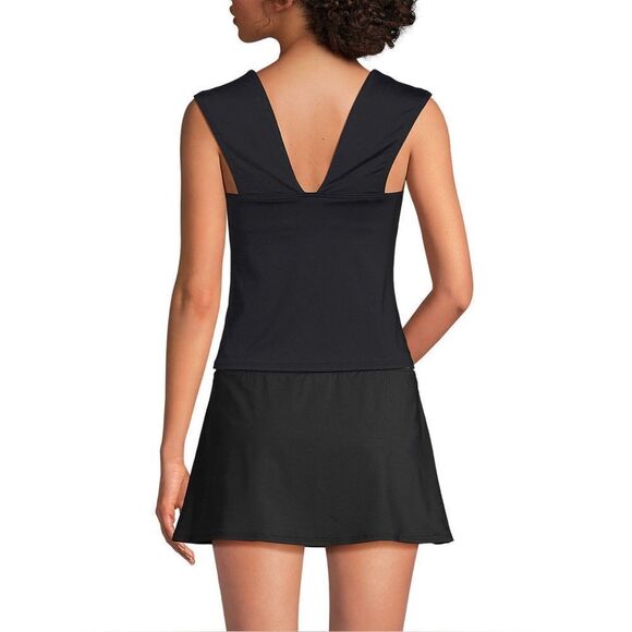 Land's End Plus Size Square Neck Wide back straps tankini top black Various size - Picture 2 of 7